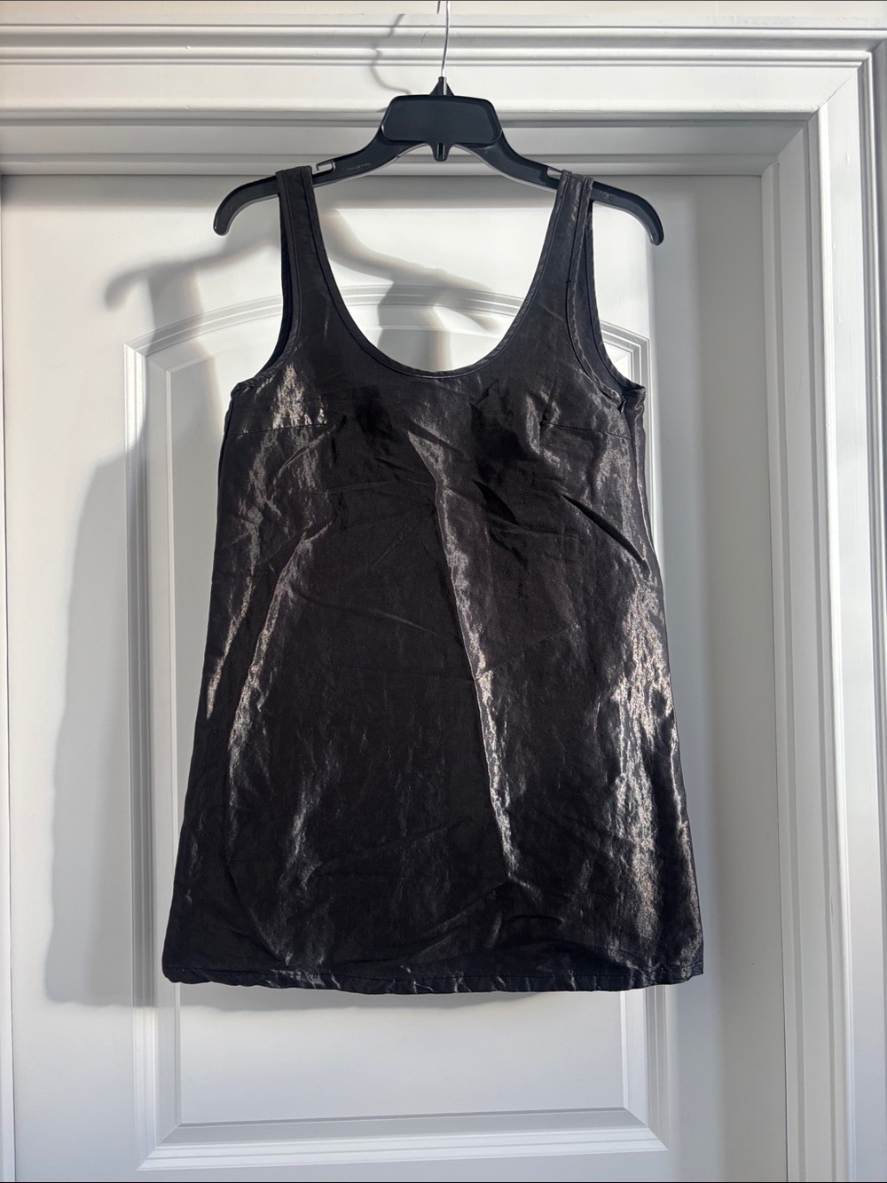 Zara Black Shiny Scoop Neck Tank